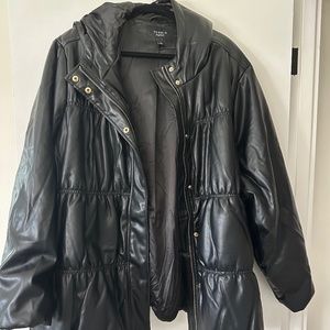 Faux leather puffer jacket